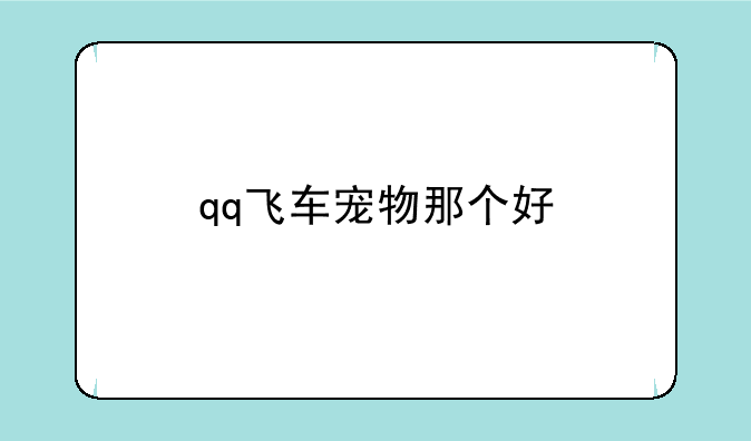 qq飞车宠物那个好