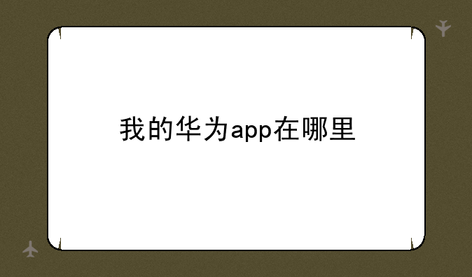 我的华为app在哪里