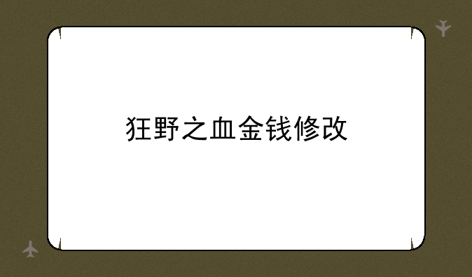 狂野之血金钱修改