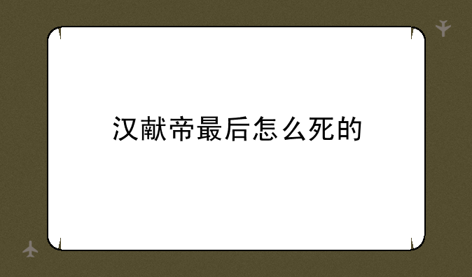 汉献帝最后怎么死的