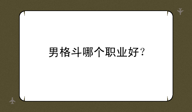 男格斗哪个职业好？