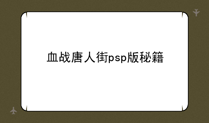 血战唐人街psp版秘籍