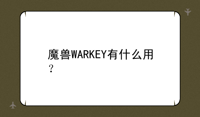 魔兽WARKEY有什么用？