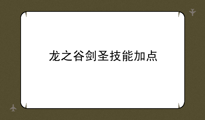 龙之谷剑圣技能加点