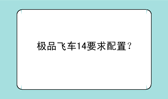 极品飞车14要求配置？