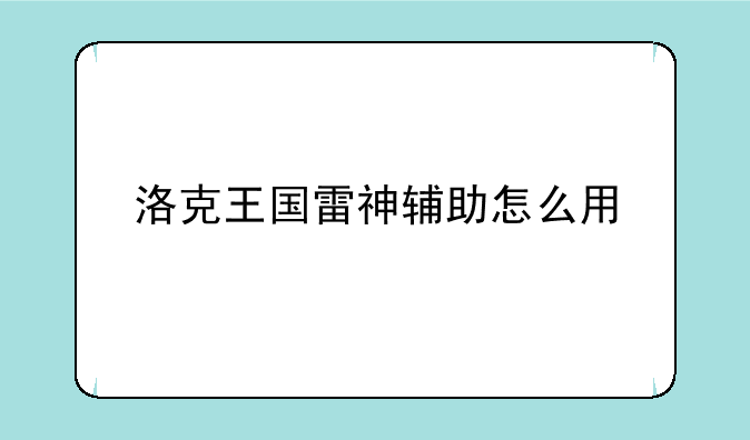 洛克王国雷神辅助怎么用