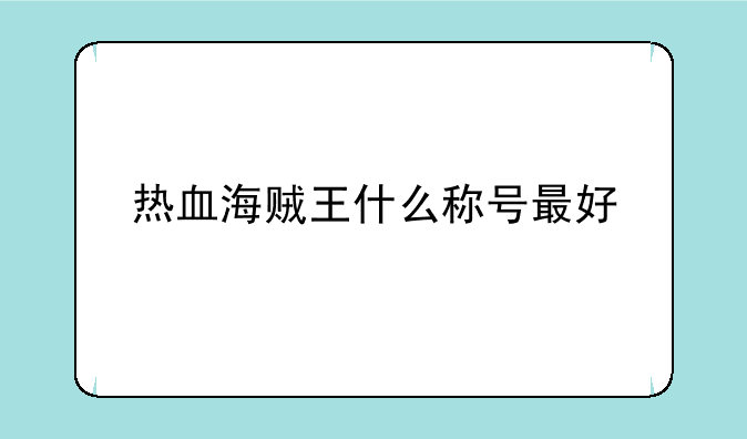 热血海贼王什么称号最好