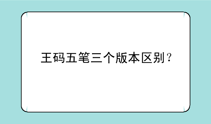 王码五笔三个版本区别？