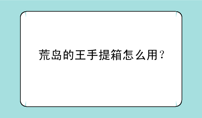 荒岛的王手提箱怎么用？