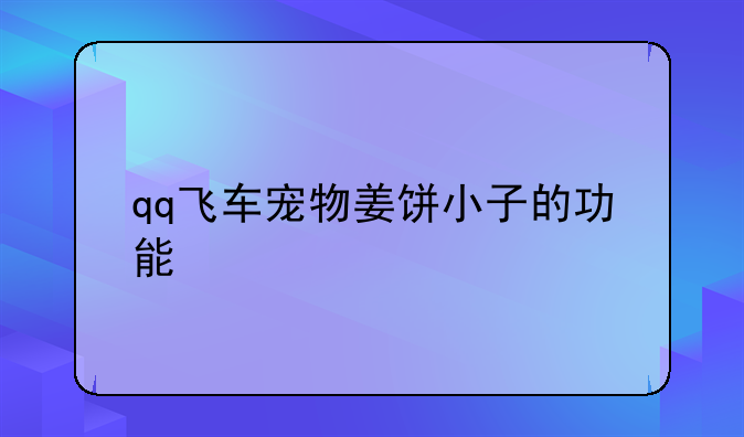 qq飞车宠物姜饼小子的功能