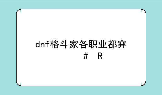 dnf格斗家各职业都穿什么