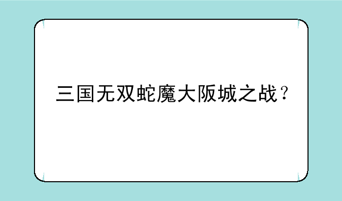 三国无双蛇魔大阪城之战？
