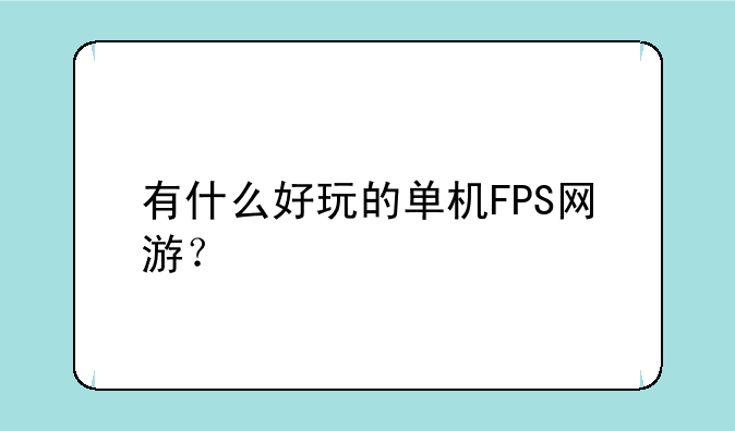 有什么好玩的单机FPS网游？