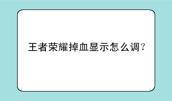 王者荣耀掉血显示怎么调？