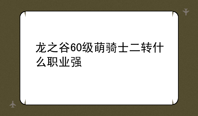 龙之谷60级萌骑士二转什么