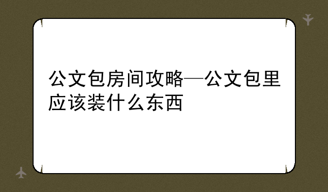公文包房间攻略—公文包里应该装什么东西