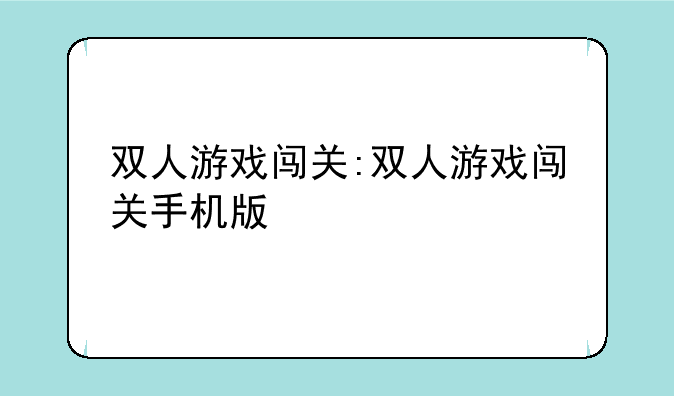 双人游戏闯关:双人游戏闯关手机版